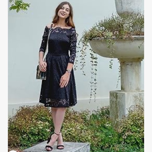 MISSMAY Women's Retro Floral Lace Long Sleeve Boat Neck Swing Dress Small NWT - Picture 11 of 14
